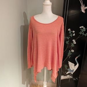 Free People The Incredible Thermal Long Sleeve Loose Wms Small Coral Red FLAW 33